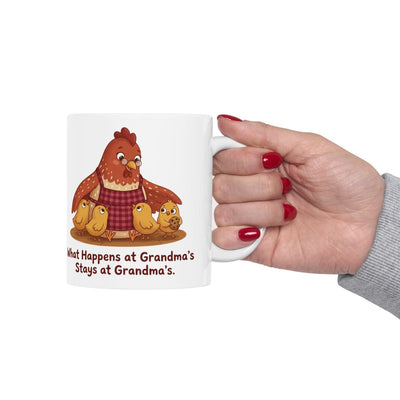 Grandma Coffee Mug — "What Happens at Grandma's Stays at Grandma's" Hen & Chicks Mug