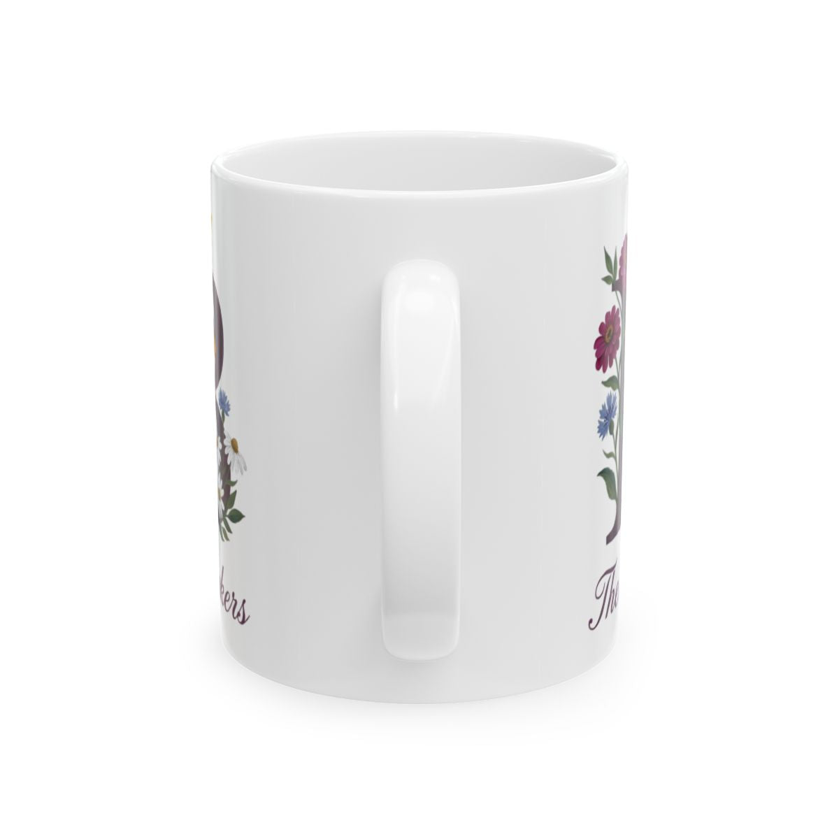 Personalized Monogram Mug — Wildflower Initial with Family Name