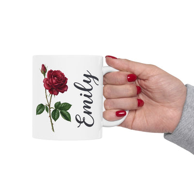 Personalized Birth Flower Mug — Name Mug with Your Birth Month Flower