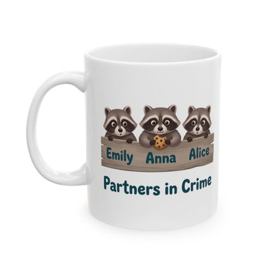 Partners in Crime Mug — Personalized Best Friends Mug with 2, 3 or 4 Names