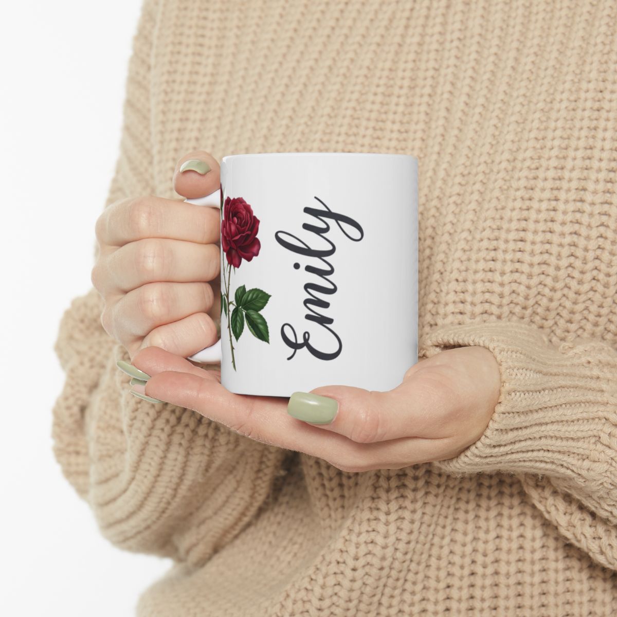 Personalized Birth Flower Mug — Name Mug with Your Birth Month Flower