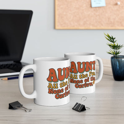 Aunt Mug — "All the Fun, None of the Curfew" Retro Groovy Gift Mug