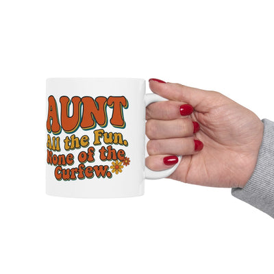 Aunt Mug — "All the Fun, None of the Curfew" Retro Groovy Gift Mug