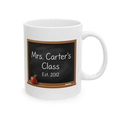 Personalized Teacher Mug — Chalkboard with Teacher's Name & Est. Year