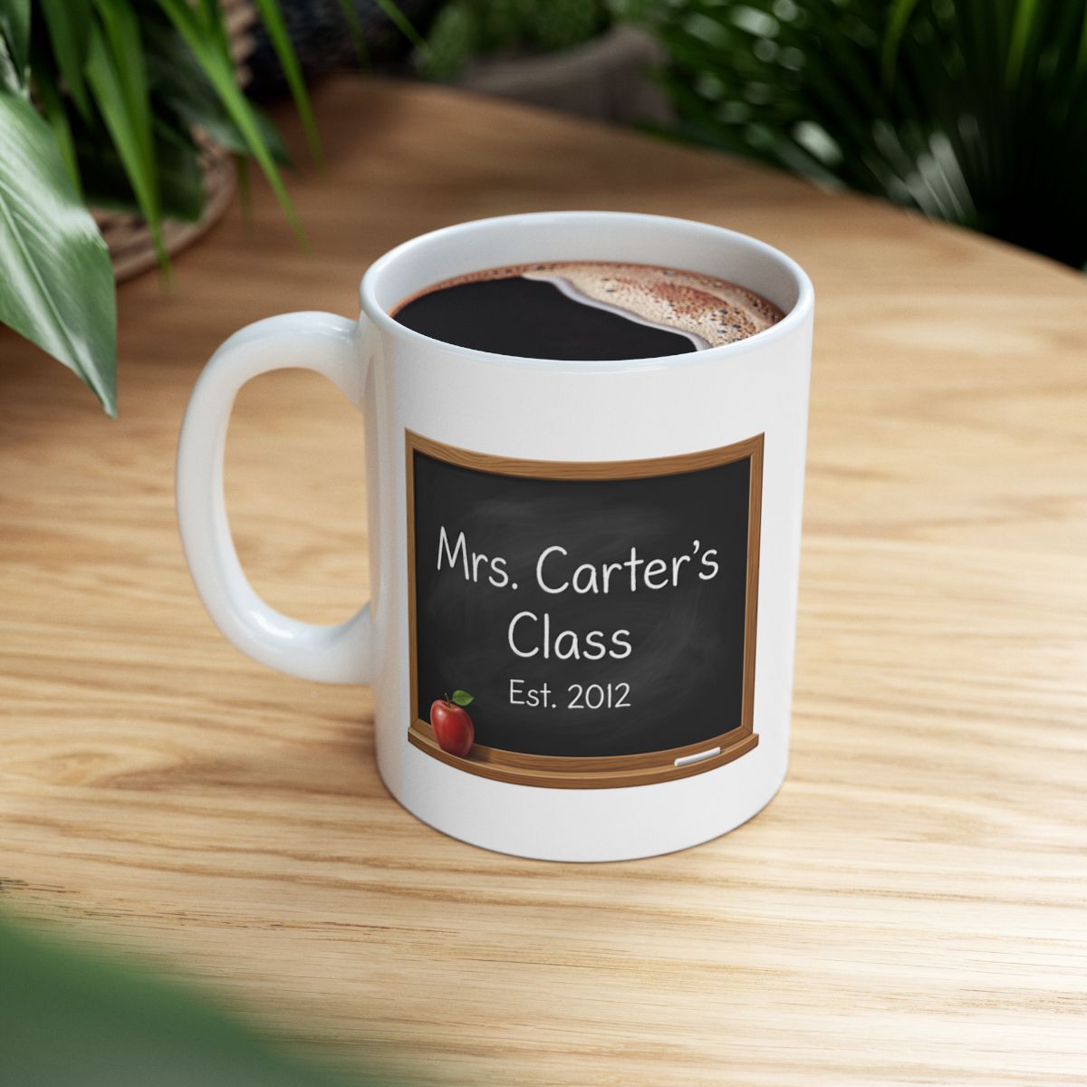 Personalized Teacher Mug — Chalkboard with Teacher's Name & Est. Year