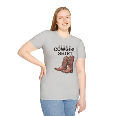 Cowgirl Shirt — "Official Cowgirl Shirt" Boots Graphic Tee in Ice Grey