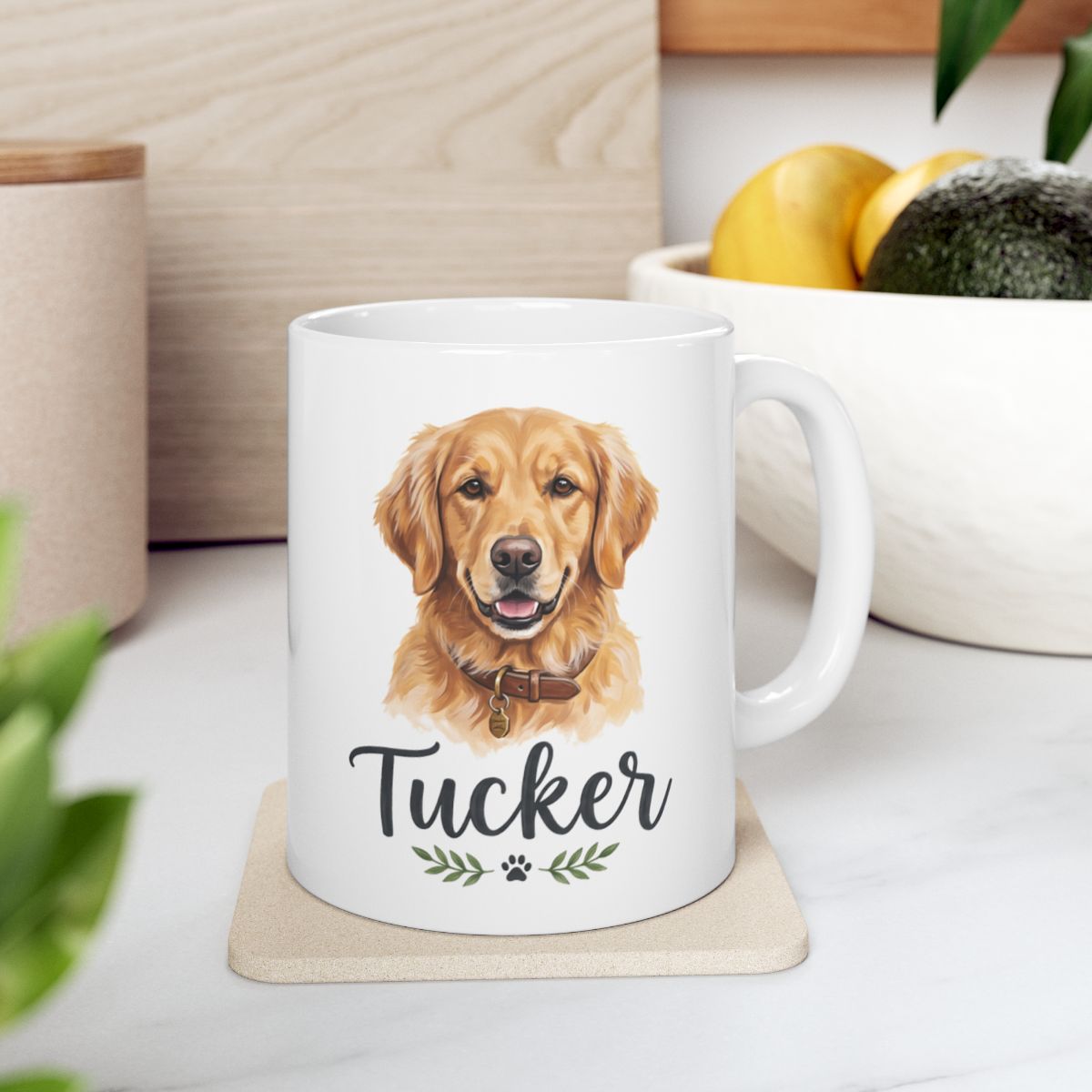 Personalized Dog Mug — Painted Portrait with Your Dog's Name, 20 Breeds