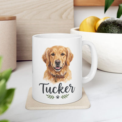 Personalized Dog Mug — Painted Portrait with Your Dog's Name, 20 Breeds