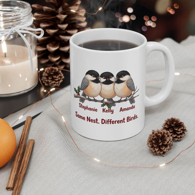 Sisters Mug — Personalized Same Nest Different Birds Mug with 2, 3 or 4 Names