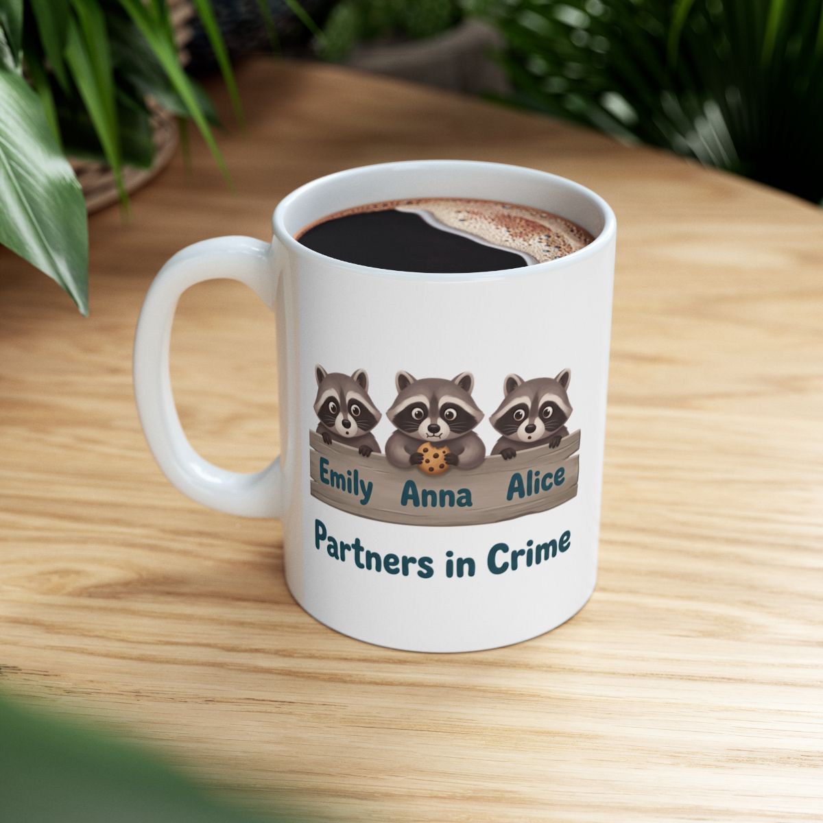 Partners in Crime Mug — Personalized Best Friends Mug with 2, 3 or 4 Names
