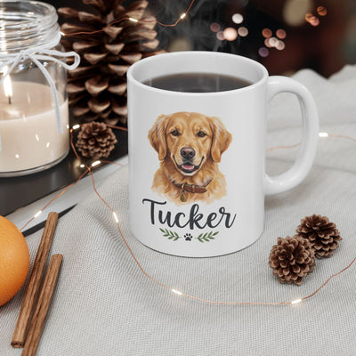 Personalized Dog Mug — Painted Portrait with Your Dog's Name, 20 Breeds
