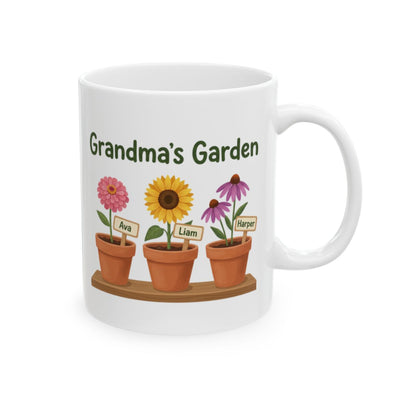 Grandma's Garden Mug — Personalized Grandkids Names Mug, 1 to 6 Names