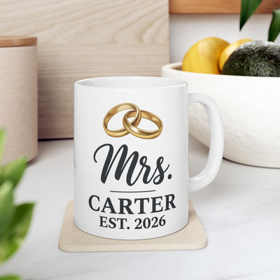 Mrs. mug, on the table
