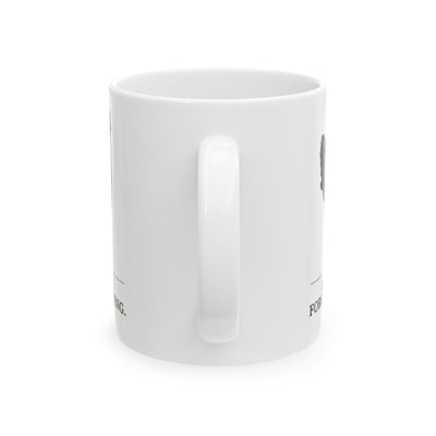 Chicken Coffee Mug — "Lays Daily. Forgives Nothing." Vintage Field Plate Hen Mug