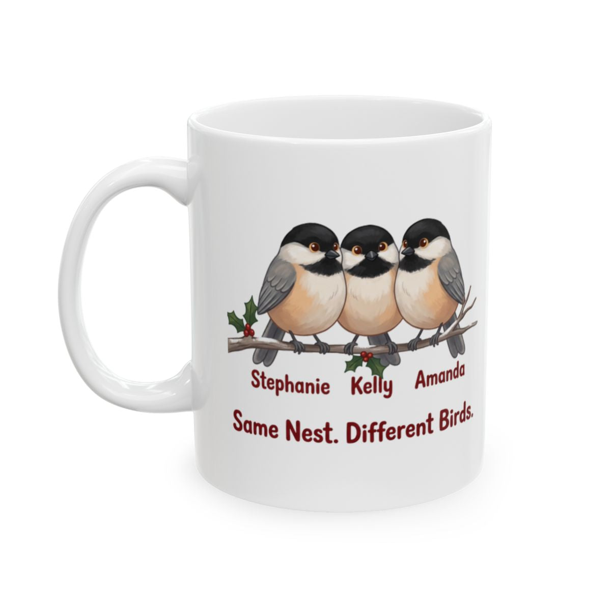 Sisters Mug — Personalized Same Nest Different Birds Mug with 2, 3 or 4 Names