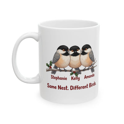 Sisters Mug — Personalized Same Nest Different Birds Mug with 2, 3 or 4 Names