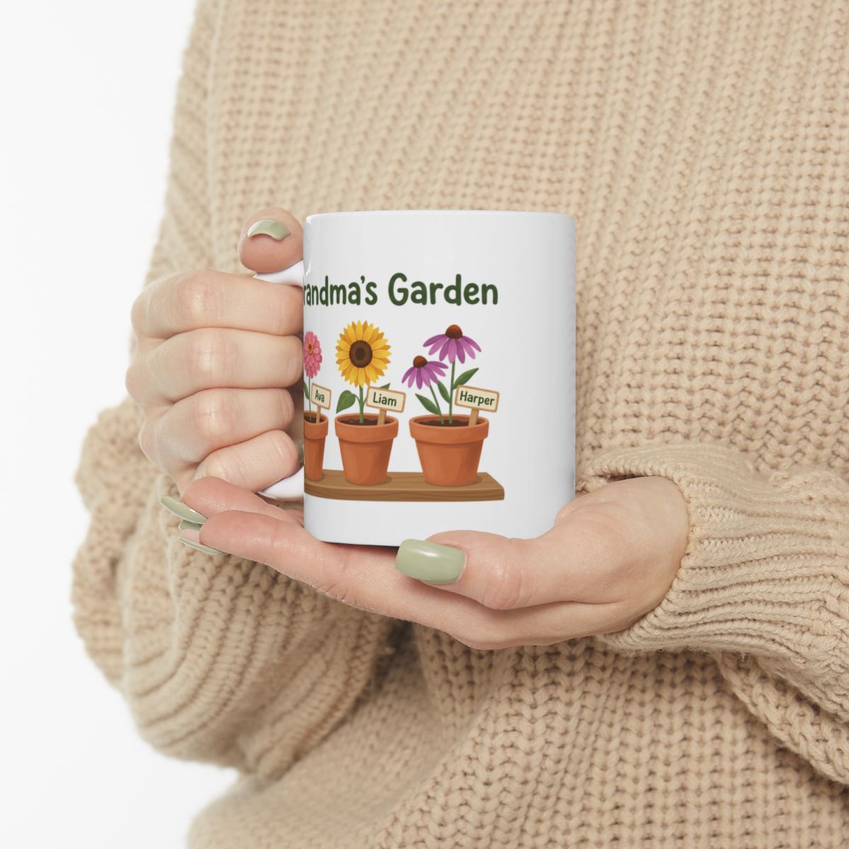 Grandma's Garden Mug — Personalized Grandkids Names Mug, 1 to 6 Names