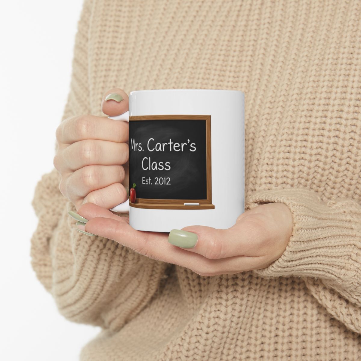 Personalized Teacher Mug — Chalkboard with Teacher's Name & Est. Year