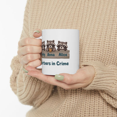 Partners in Crime Mug — Personalized Best Friends Mug with 2, 3 or 4 Names
