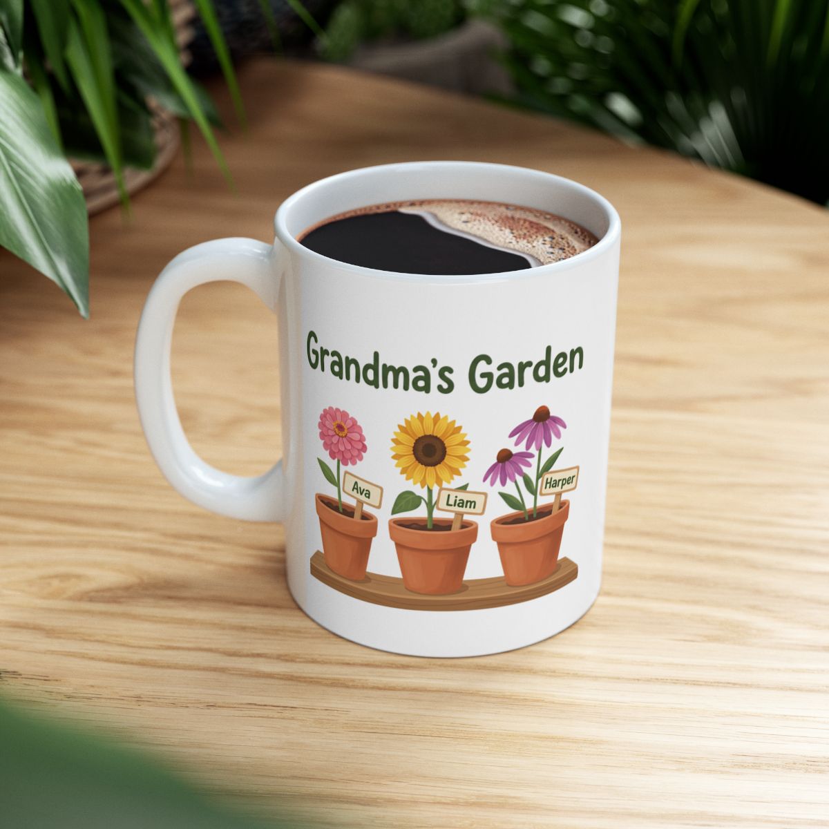 Grandma's Garden Mug — Personalized Grandkids Names Mug, 1 to 6 Names