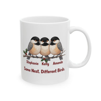Sisters Mug — Personalized Same Nest Different Birds Mug with 2, 3 or 4 Names