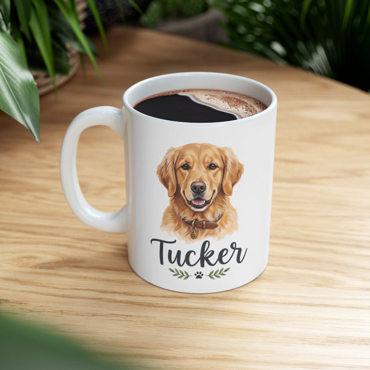 Personalized Dog Mug — Painted Portrait with Your Dog's Name, 20 Breeds