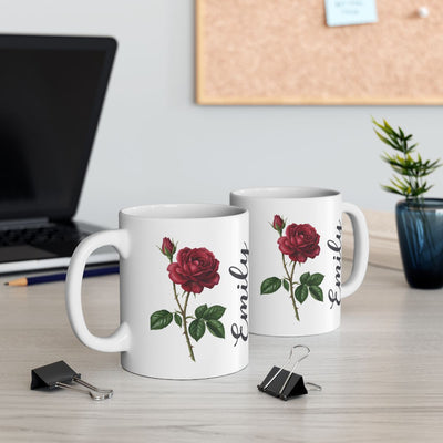 Personalized Birth Flower Mug — Name Mug with Your Birth Month Flower