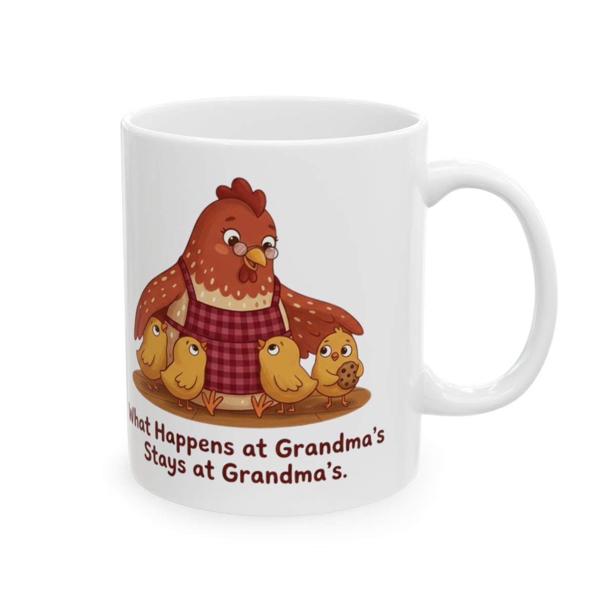 Grandma Coffee Mug — "What Happens at Grandma's Stays at Grandma's" Hen & Chicks Mug