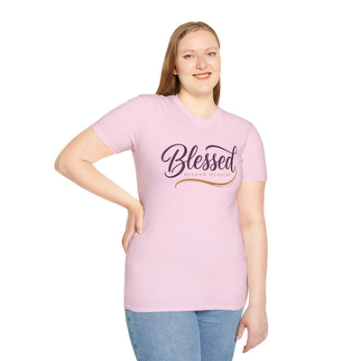 Blessed Shirt — "Blessed Beyond Measure" Script Tee in Light Pink