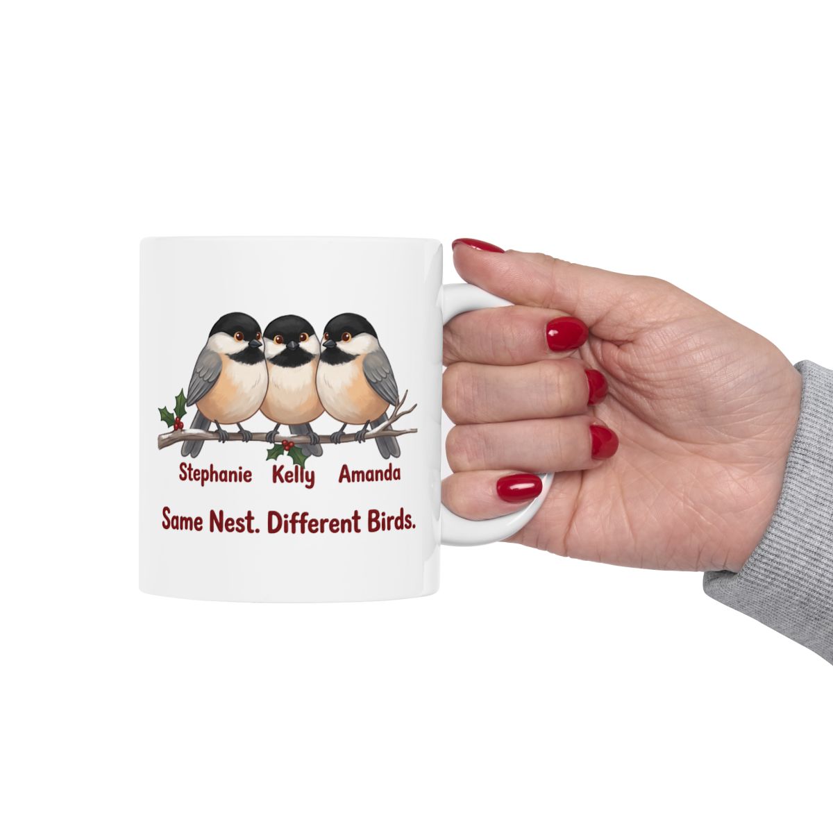 Sisters Mug — Personalized Same Nest Different Birds Mug with 2, 3 or 4 Names