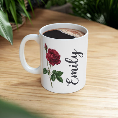 Personalized Birth Flower Mug — Name Mug with Your Birth Month Flower
