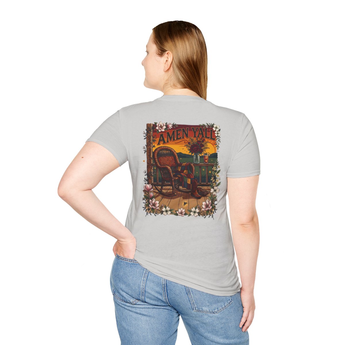 Y'all Shirt — Bluegrass Roots "Amen, Y'all" Graphic Tee in Ice Grey