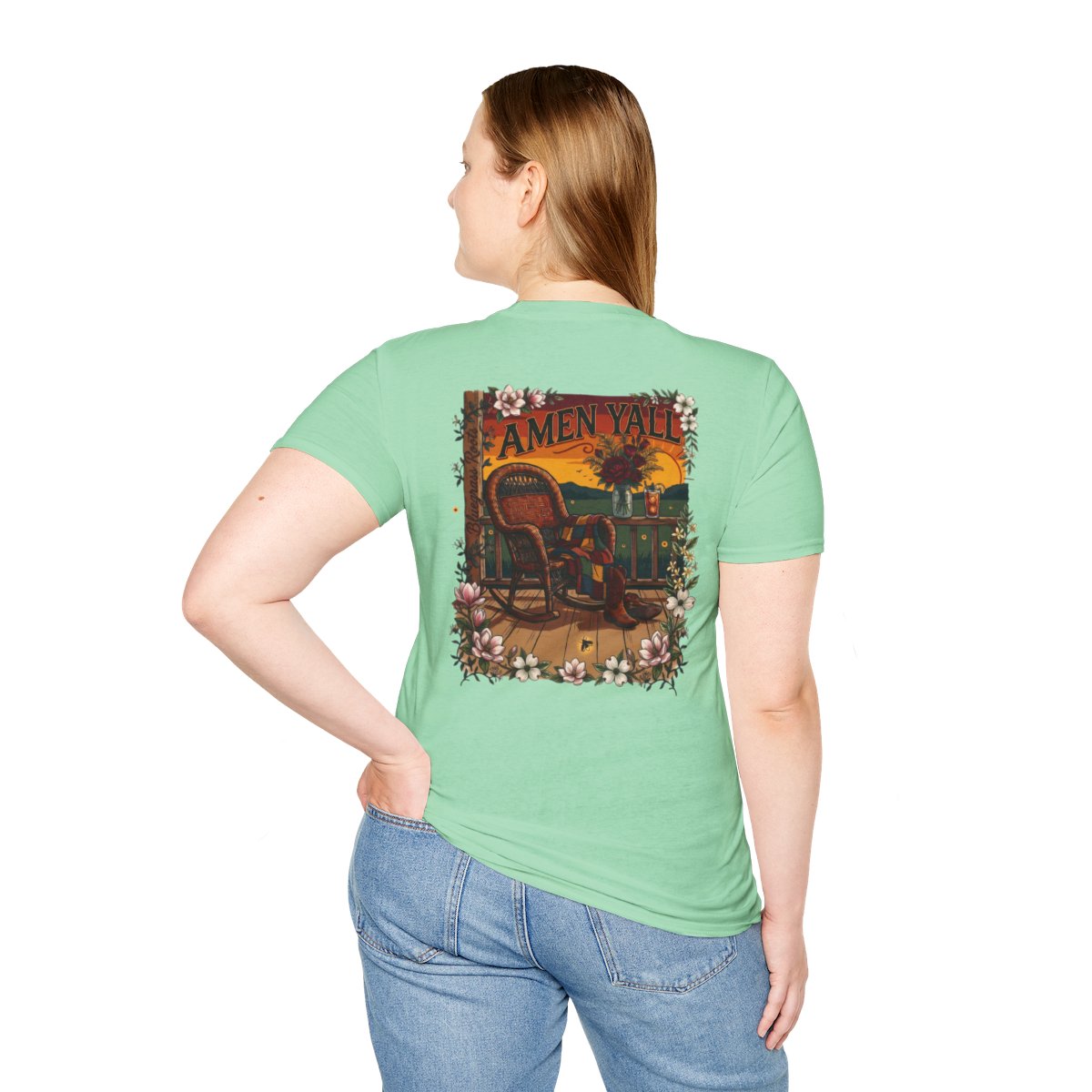 Y'all Shirt — Bluegrass Roots "Amen, Y'all" Graphic Tee in Mint Green