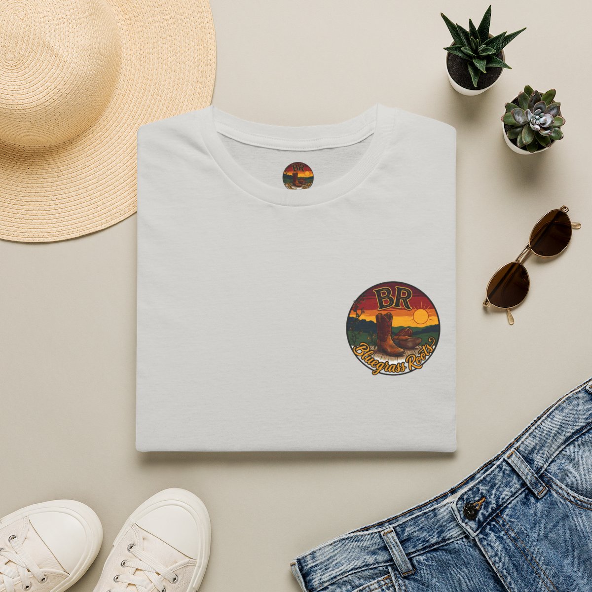 Y'all Shirt — Bluegrass Roots "Amen, Y'all" Graphic Tee in Ice Grey