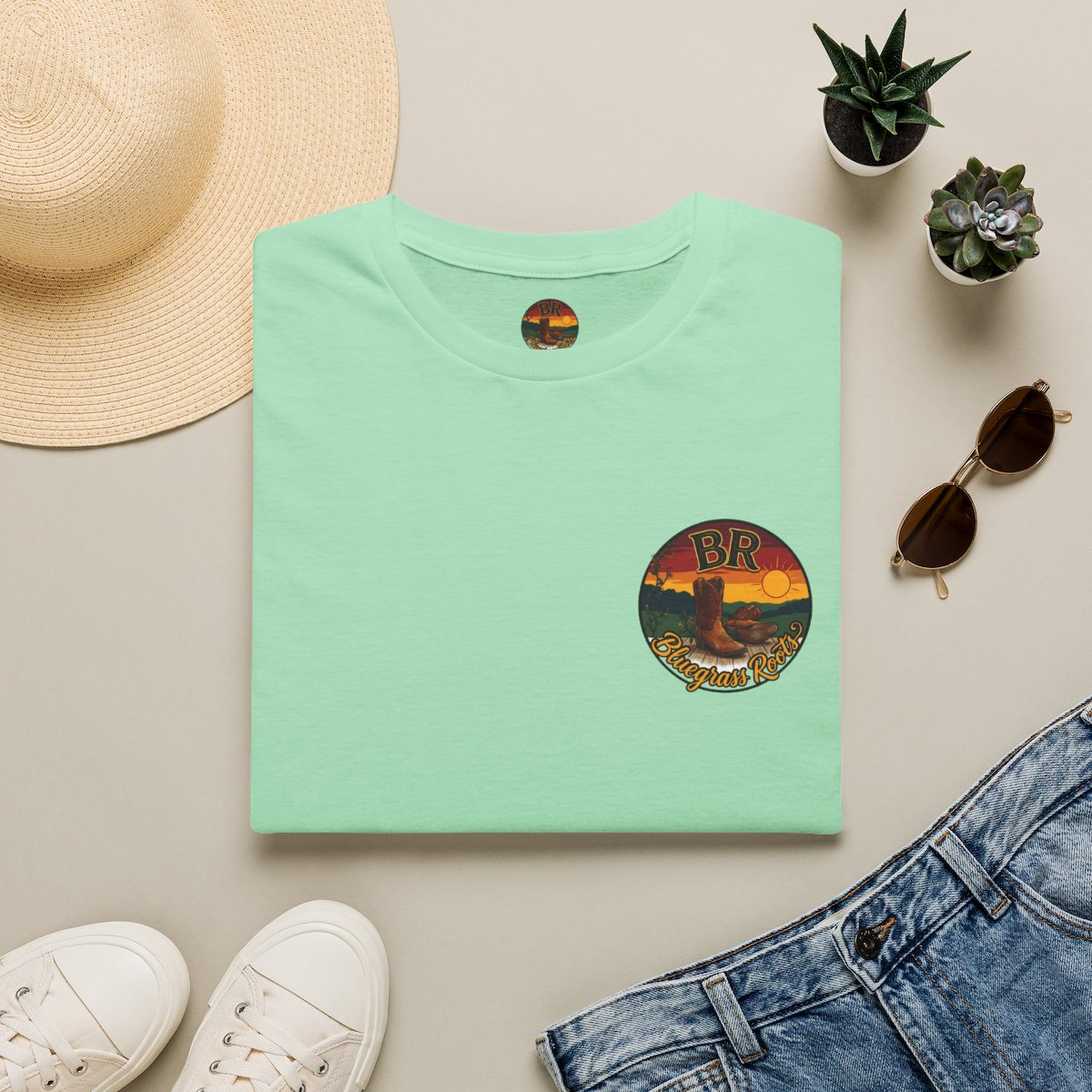 Y'all Shirt — Bluegrass Roots "Amen, Y'all" Graphic Tee in Mint Green