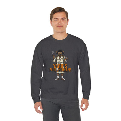 Yards Full, Human Crewneck Sweatshirt - crewneck sweatshirt additional angle by Bluegrass Gifts