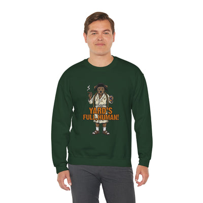Yards Full, Human Crewneck Sweatshirt - crewneck sweatshirt product mockup by Bluegrass Gifts