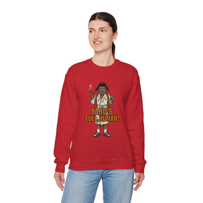 Yards Full, Human: The Dog Owner Holiday Crewneck Graphic Tee - crewneck sweatshirt showcase by Bluegrass Gifts