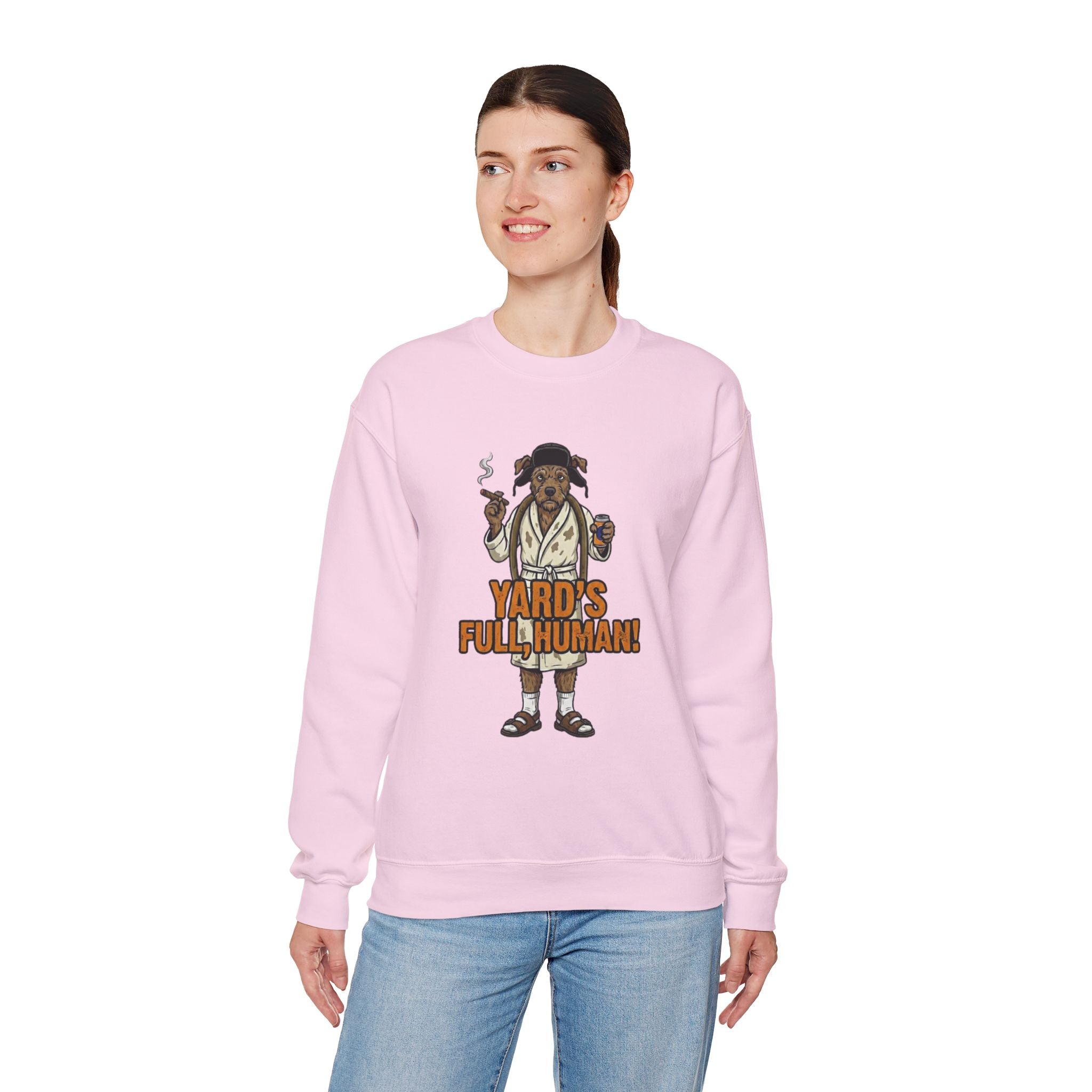Yards Full, Human: The Dog Owner Holiday Crewneck Graphic Tee - crewneck sweatshirt color option by Bluegrass Gifts