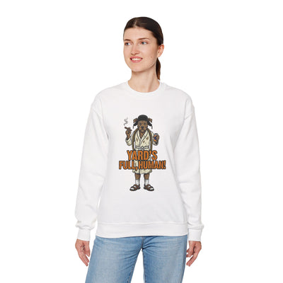 Yards Full, Human: The Dog Owner Holiday Crewneck Graphic Tee - crewneck sweatshirt folded stack colors by Bluegrass Gifts