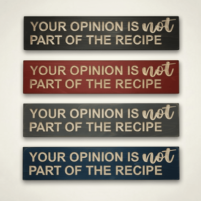 vintage-rustic-kitchen-shelf-decor - your opinion is not part wood sign by Bluegrass Gifts, handmade in Kentucky