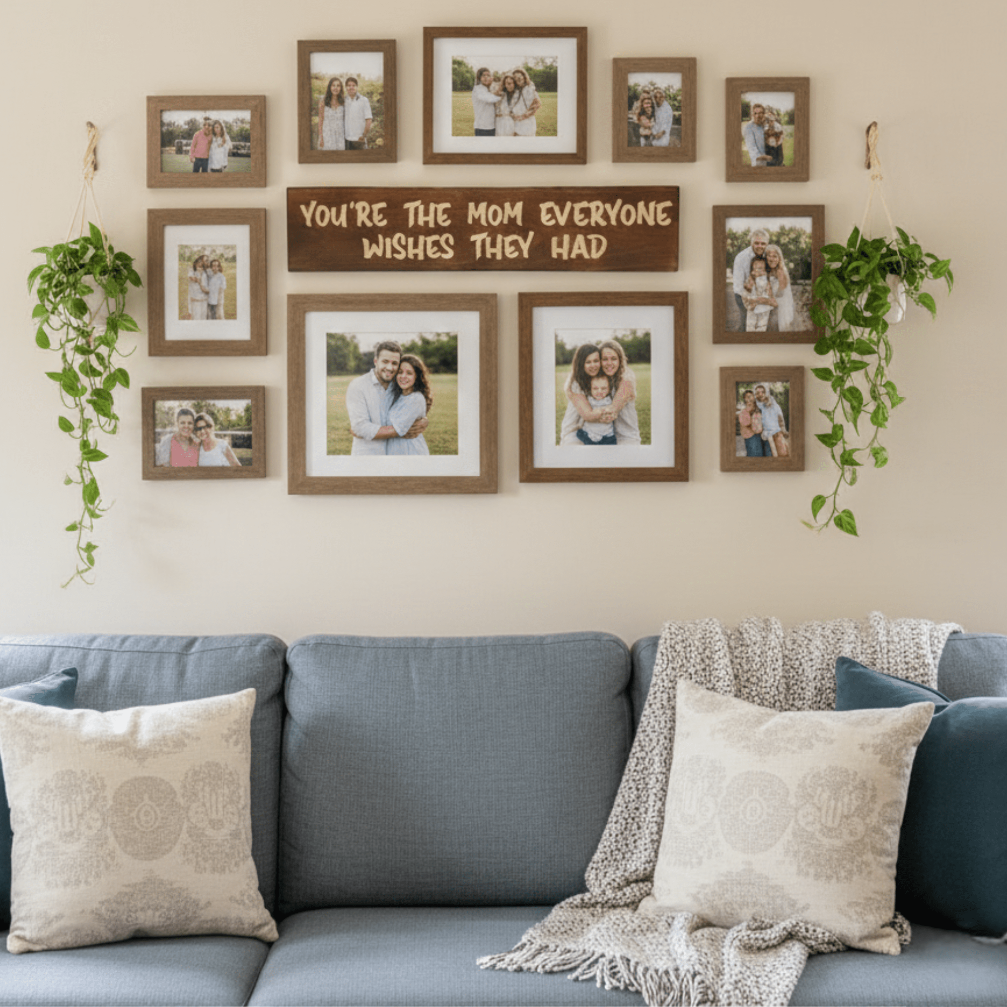 close-up-cnc-carved-lettering-detail - youre the mom everyone wishes wood sign by Bluegrass Gifts, handmade in Kentucky