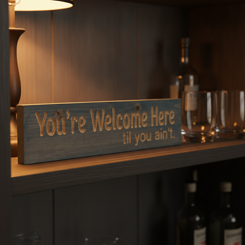 Funny Entryway Sign — You're Welcome Here Til You Ain't — product details — Bluegrass Gifts