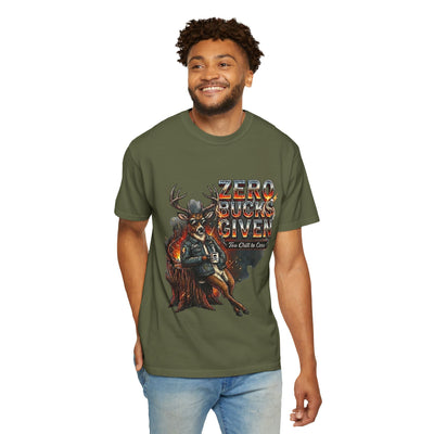 Zero Bucks Given: The Too Chill to Care Vintage Tee - ring-spun cotton fabric texture detail by Bluegrass Gifts