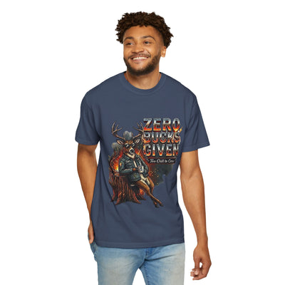 Zero Bucks Given: The Too Chill to Care Vintage Tee - cotton graphic tee product shot by Bluegrass Gifts